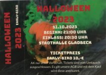 Earlybird-Ticket Halloween-Party Gladbeck